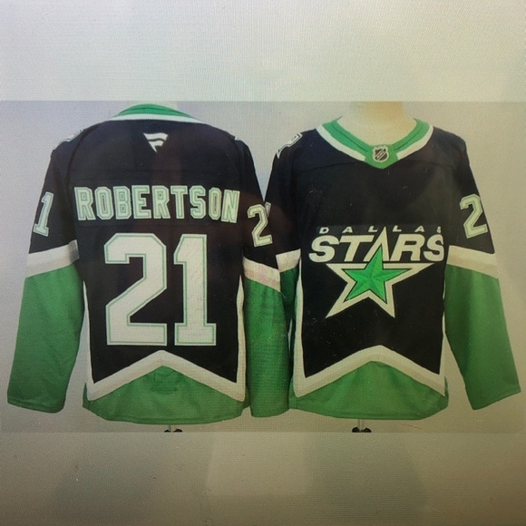 😉Jason Robertson Stitched Black Jersey Green🤗